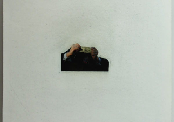 «Deficit» / Pagina de revista intervenida con papel de lija