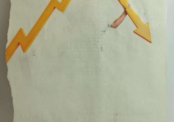 «Deficit» / Pagina de revista intervenida con papel de lija