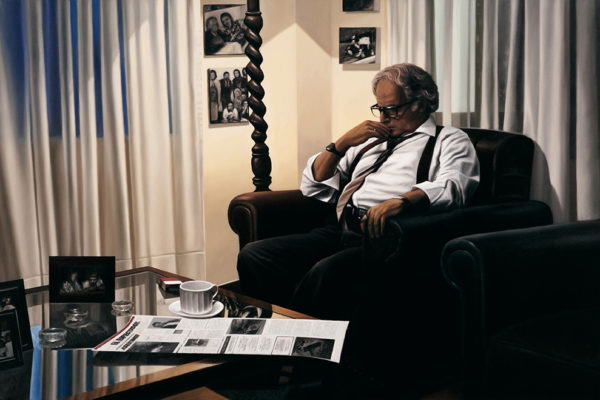 SET / Don Guillermo Cano / 106 x 160 cm / Oleo sobre tela / 2017 Escena que registra a Guillermo Cano, director del periódico El Espectador