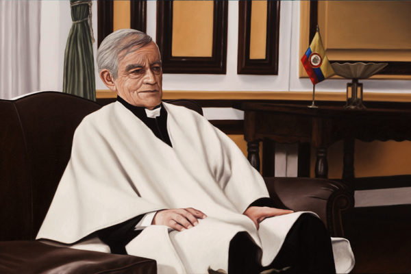 SET / El Minuto de Dios / 95 x 145 cm / Oleo sobre tela / 2017 Escena que registra al Padre García Herreros, negociador de la entrega de Pablo Escobar en 1991