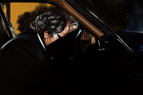 SET /  Subaru Rojo Oscuro  / 95 x 145 cm / Oleo sobre tela/ 2017 A partir de las escenas que dan cuenta del asesinato del director del periódico El Espectador Guillermo Cano en 1986